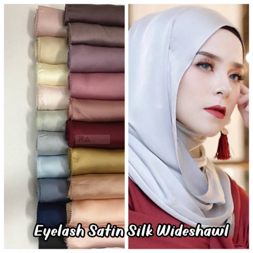 Eyelash Satin Silk Wideshawl 